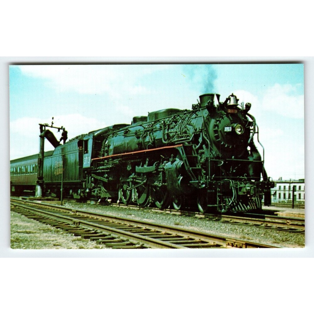 Boston & Maine 3713 Steam Locomotive Photochrome Postcard 1956